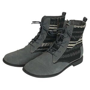 TOMS Alpa Suede Boots Gray Castlerock Aztec 7.5